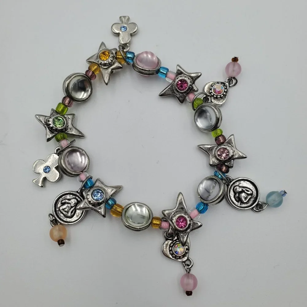 Silver Women's Stretch Bracelet Rhinestones - Picture 3 of 5